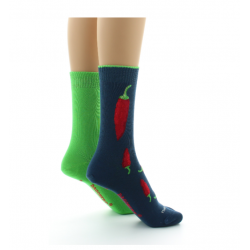 Chaussettes reversibles DAGOBERT Piments Bleu marine / Vert