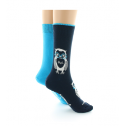 Chaussettes reversibles DAGOBERT Hibou Bleu Marine / Bleu